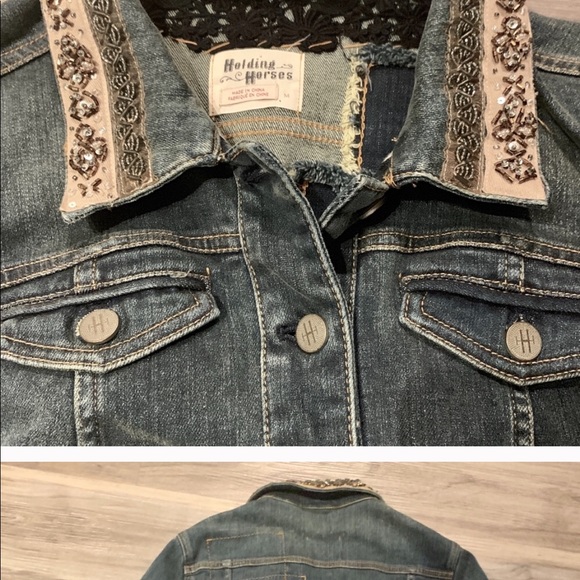 Anthropologie Holding Horses Beaded Jean Jacket - Picture 3 of 5